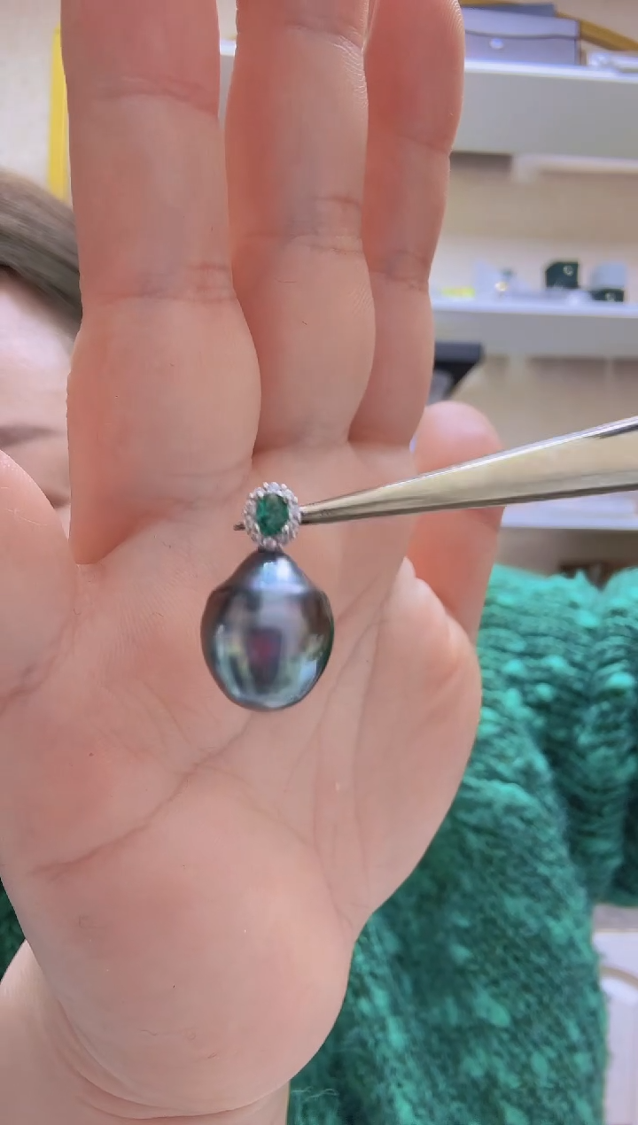 【闪购商品】海水珍珠吊坠(不含链)未镶嵌大溪地12.3mm+S925银吊坠