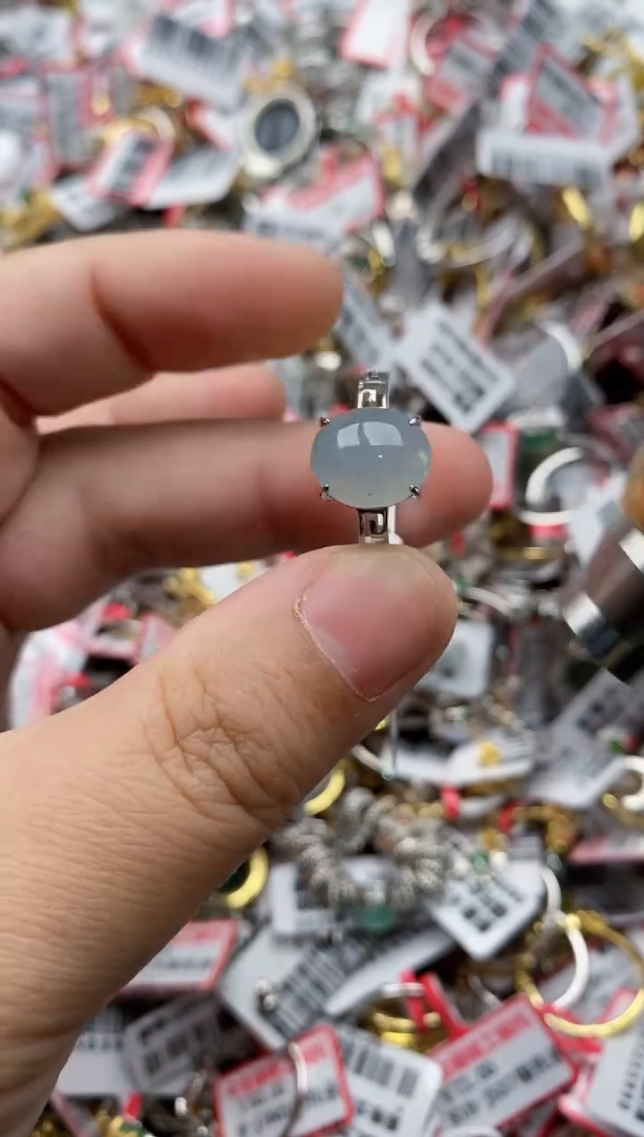【闪购商品】翡翠戒指银S925镶嵌3333---9