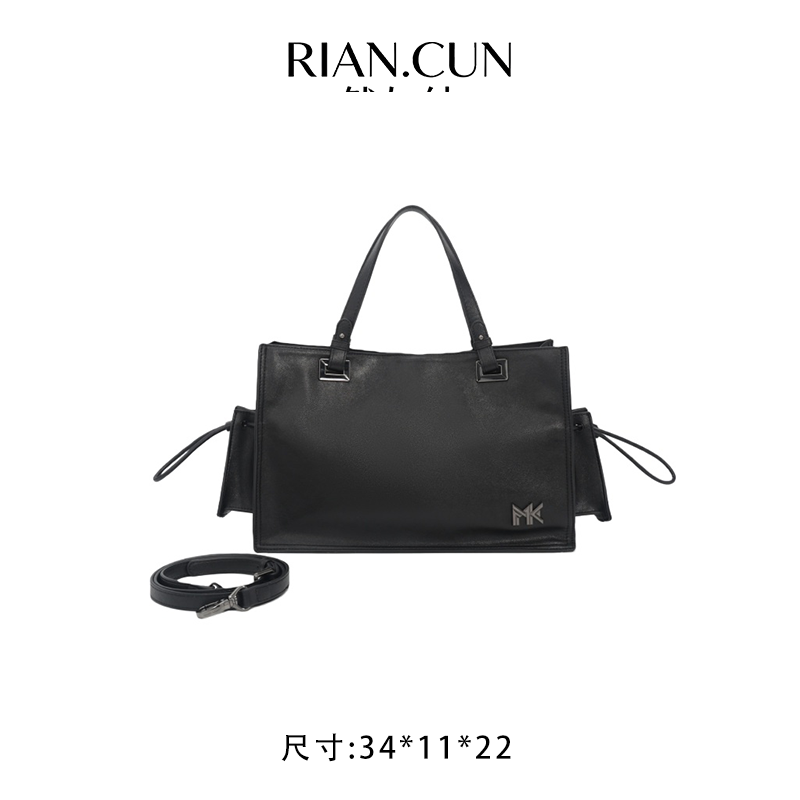 RAIN.CUN冬季2025新款轻奢设计单肩斜挎女包 FES-6136-黑色