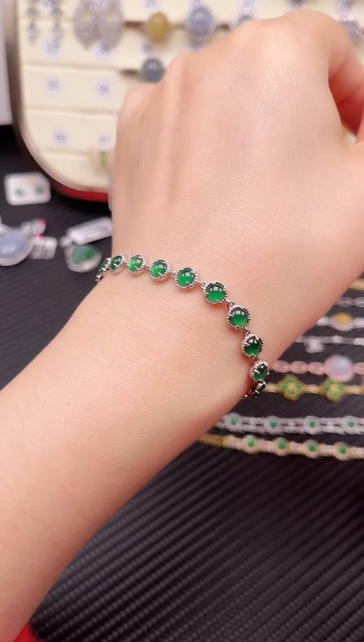 【闪购商品】翡翠手链银S925镶嵌手链03