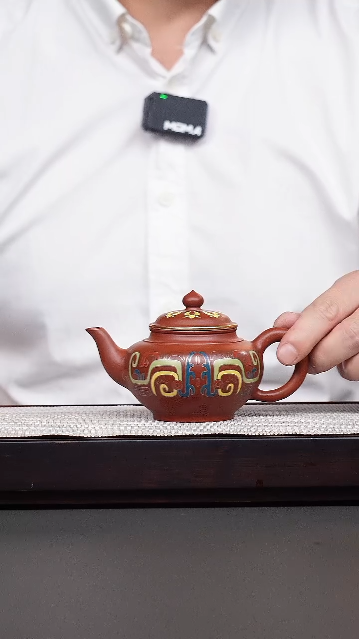 茶壶紫砂韩惠琴·朱泥珐琅彩笑樱