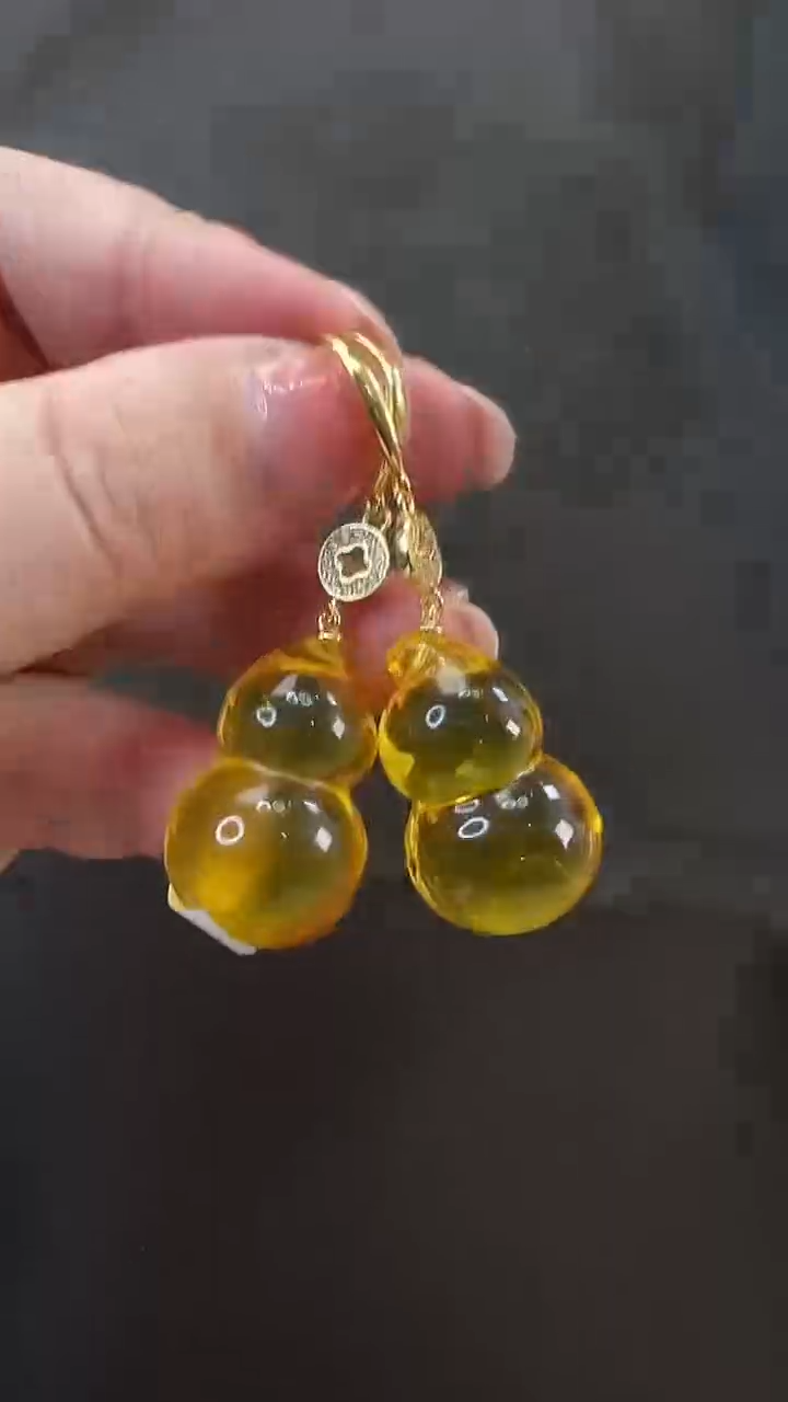 未镶嵌琥珀耳饰耳环