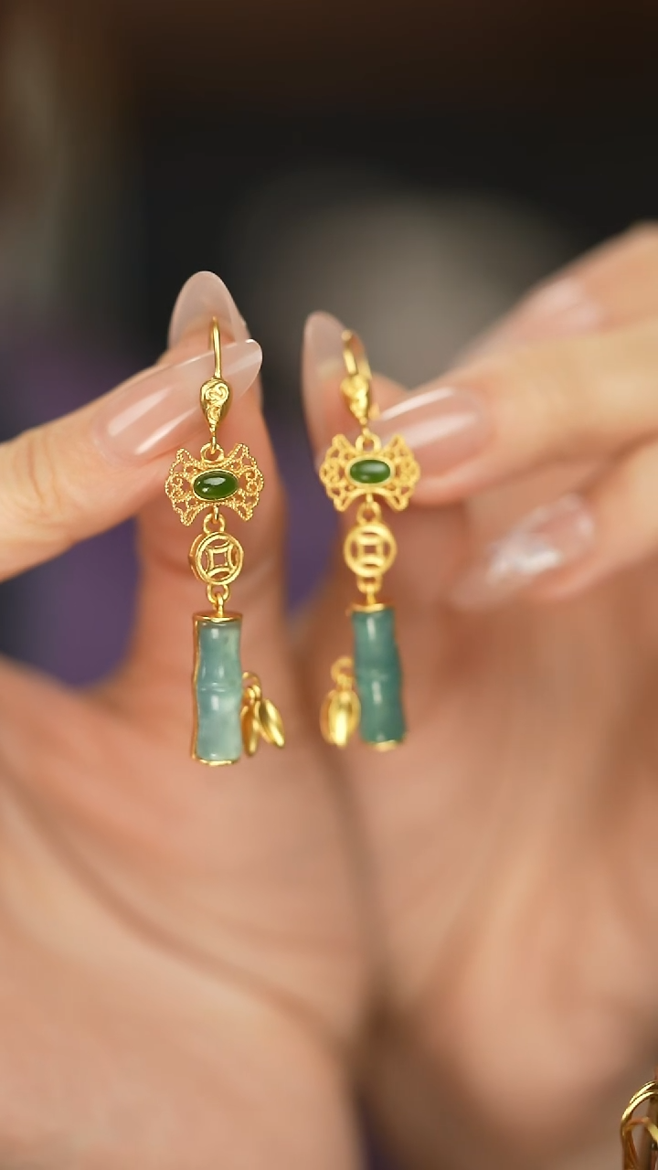 【闪购商品】翡翠耳饰银S925镶嵌新款