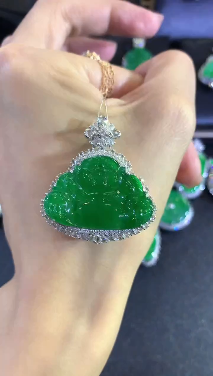 【闪购商品】翡翠吊坠(不含链)18K金镶嵌a310         