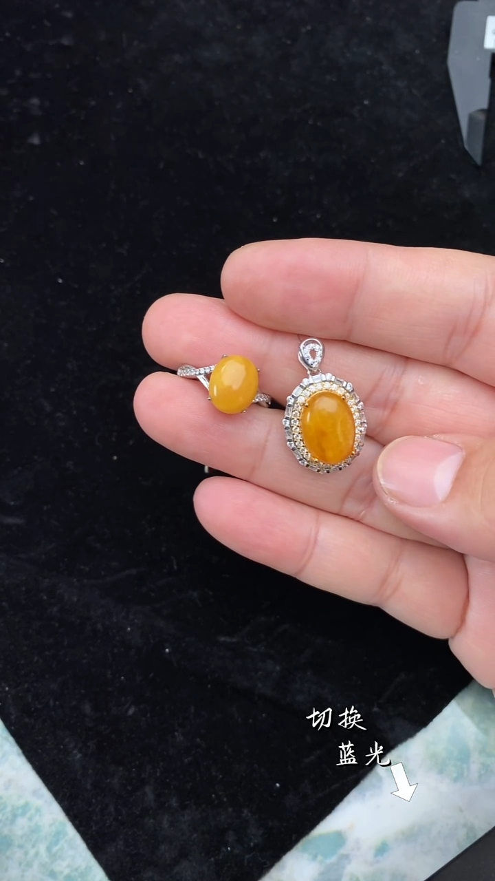 琥珀颈饰银S925镶嵌多样性发一