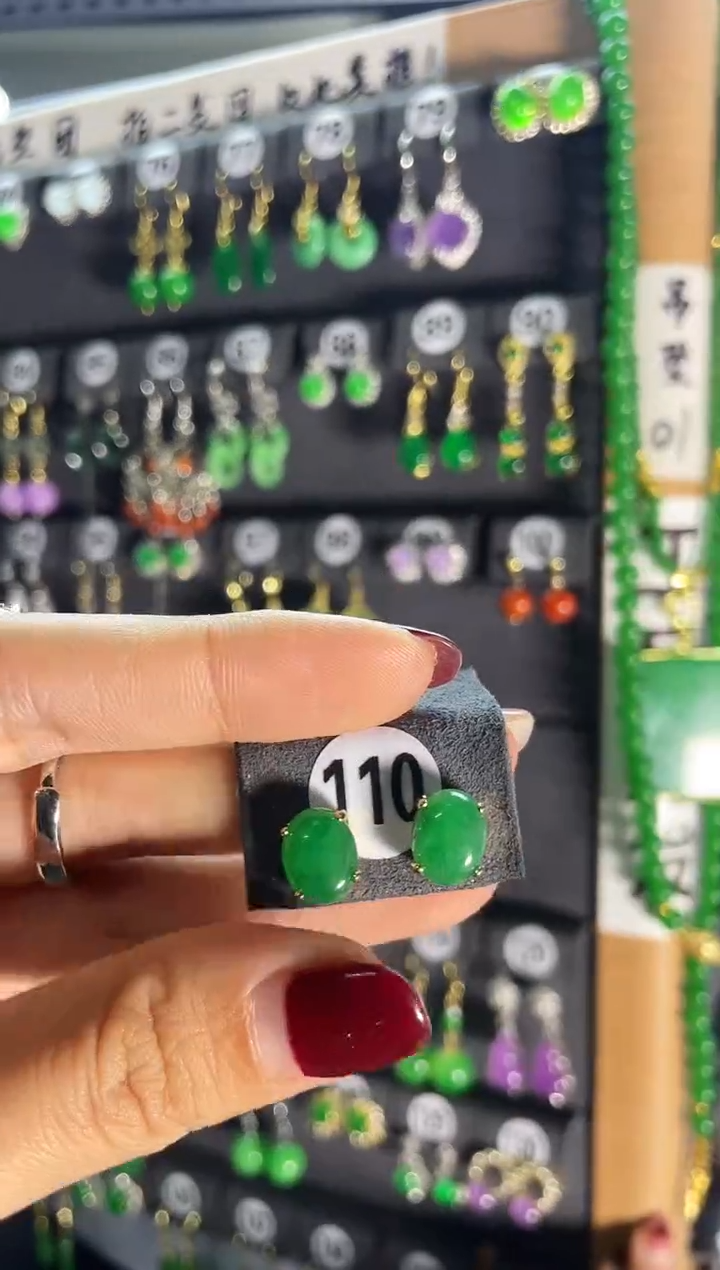 【闪购商品】翡翠耳饰银S925镶嵌110..