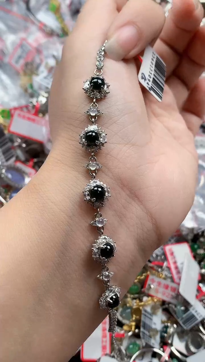 银S925镶嵌戒指翡翠天然A货缅甸翡翠