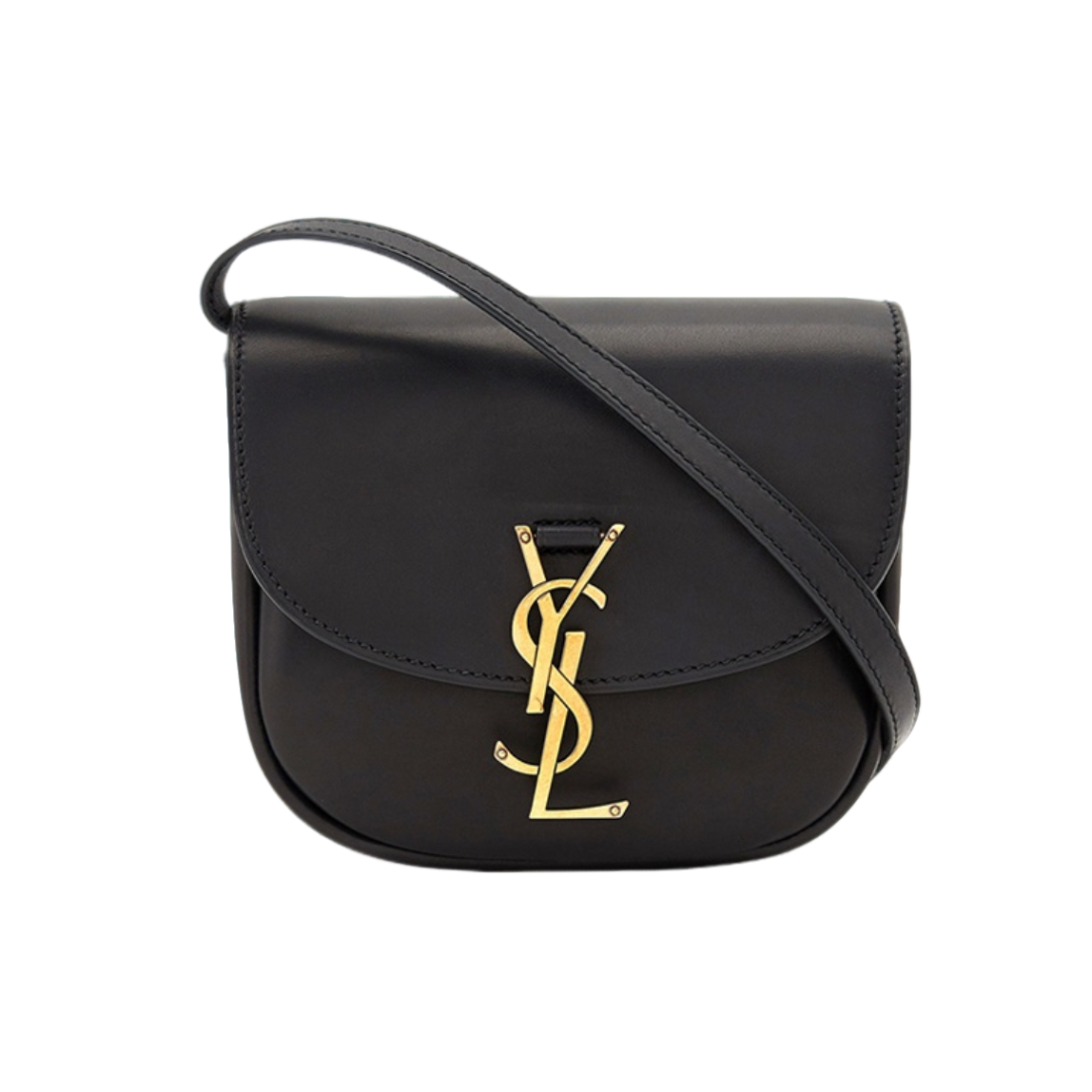 未使用 YSL/圣罗兰 KAIA金标经典牛皮革马鞍包斜挎包小号女 黑色 