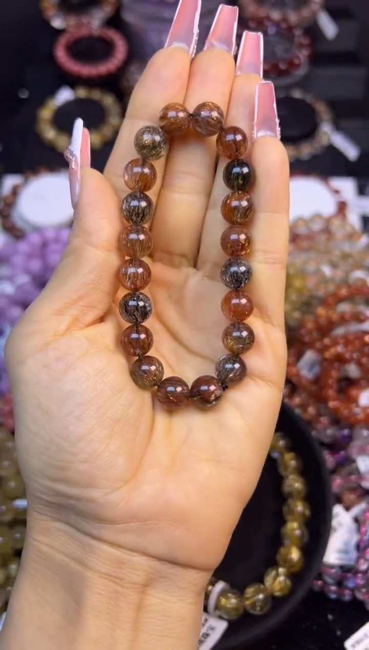 未镶嵌手串水晶黑金超10mm+