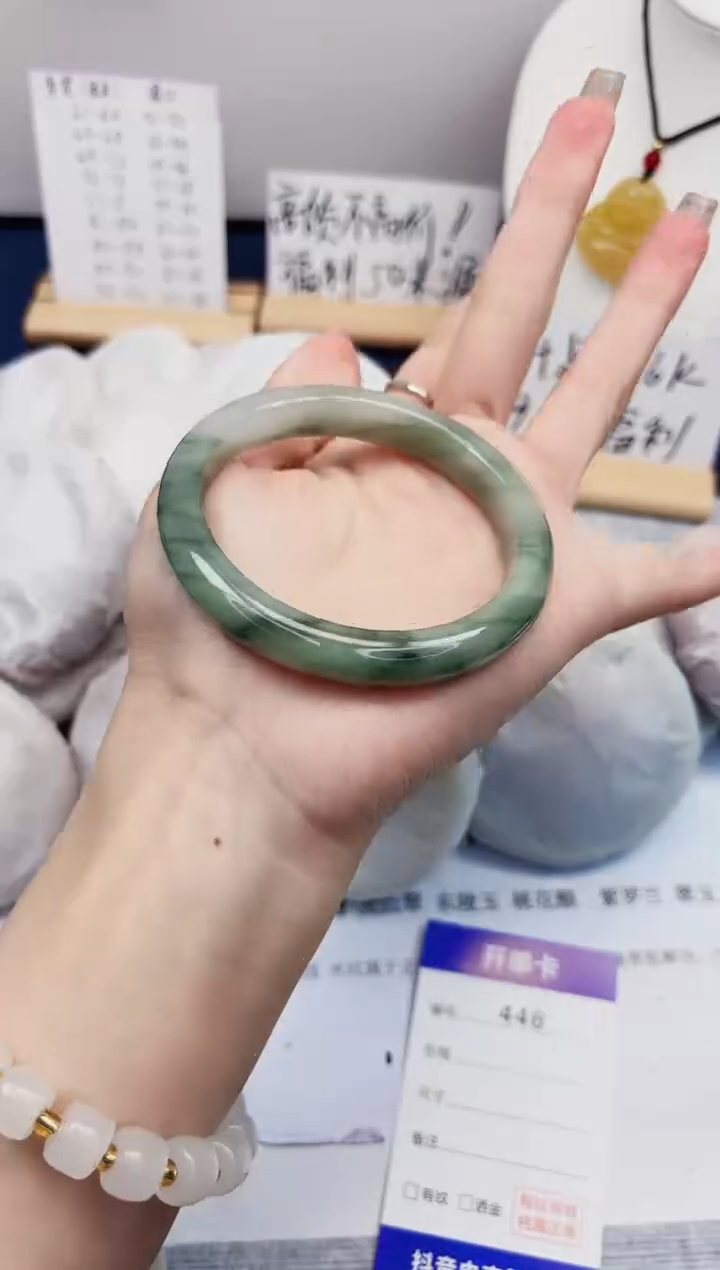 【闪购商品】石英质玉手镯未镶嵌446-天山翠-圈口58