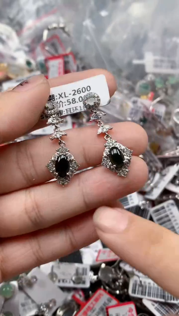 银S925镶嵌戒指翡翠天然A货缅甸翡翠