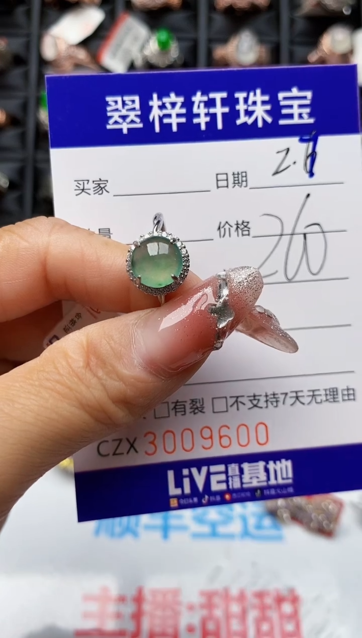【闪购商品】翡翠戒指银S925镶嵌9600
