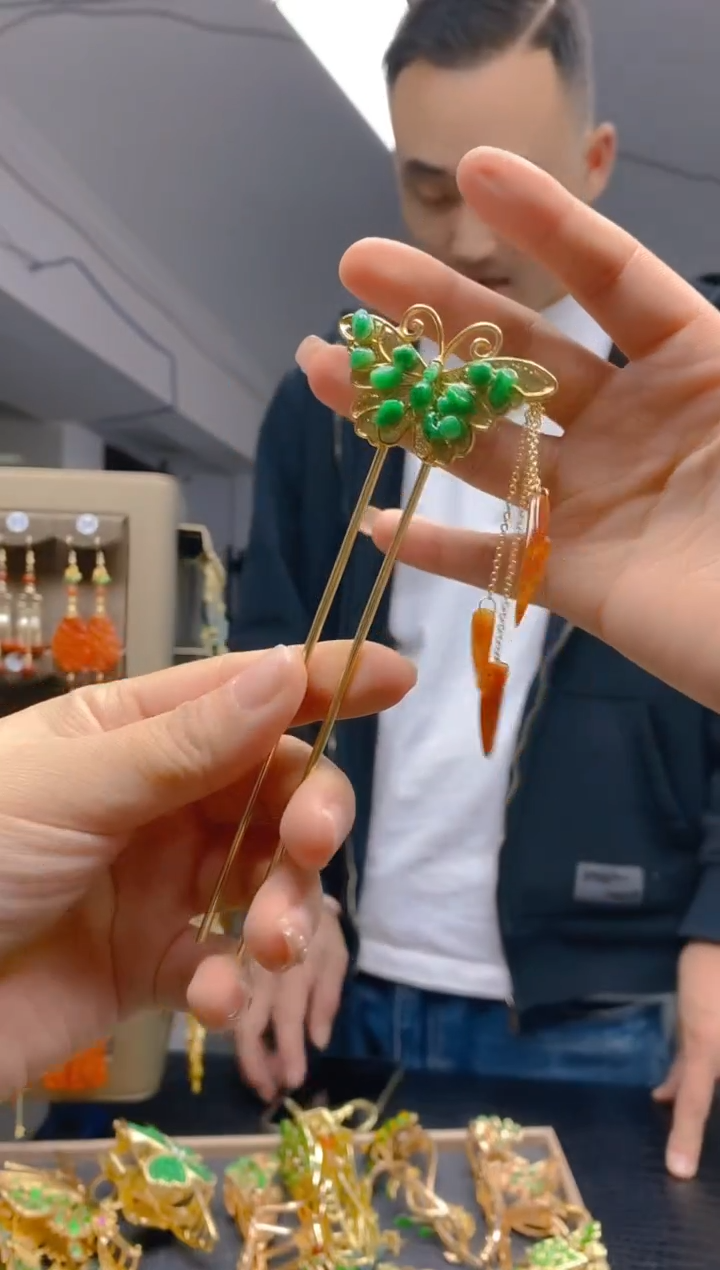 【闪购商品】翡翠耳饰合金0177翡翠发簪