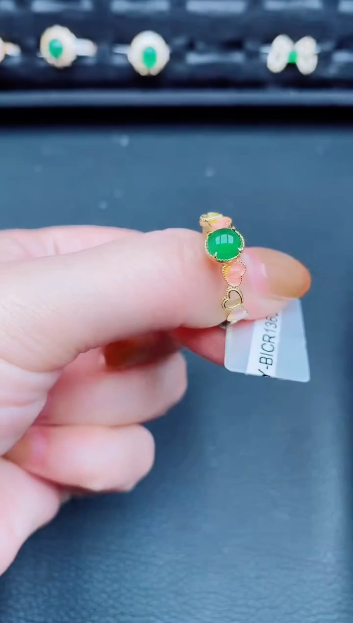 【闪购商品】翡翠戒指银S925镶嵌天然a货翡翠197