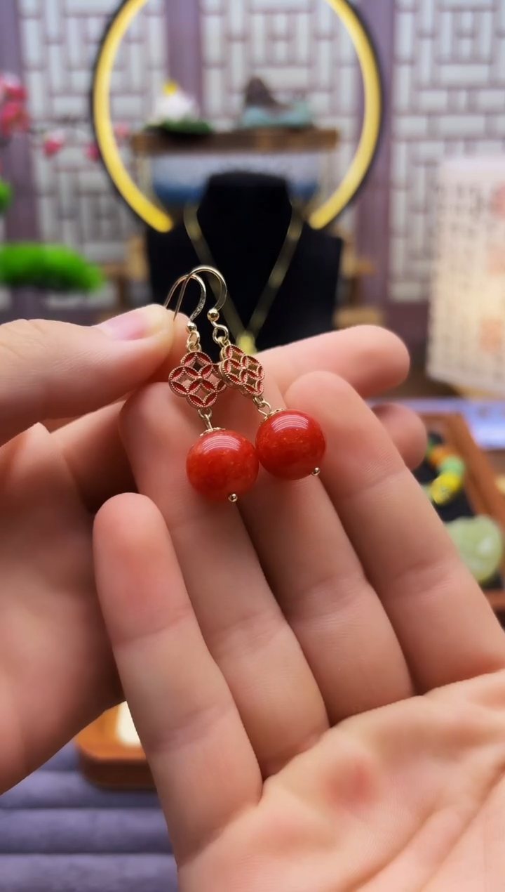 翡翠14K金镶嵌耳饰E20