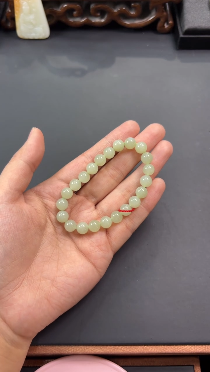 【闪购商品】和田玉手串未镶嵌且末微色差近矿卡8L