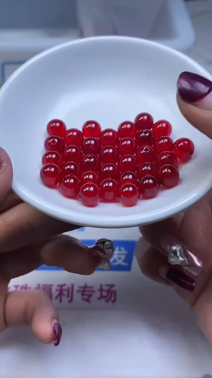 未镶嵌散珠玛瑙/玉髓B557 缅甸鸽血红8mm10个9.9元