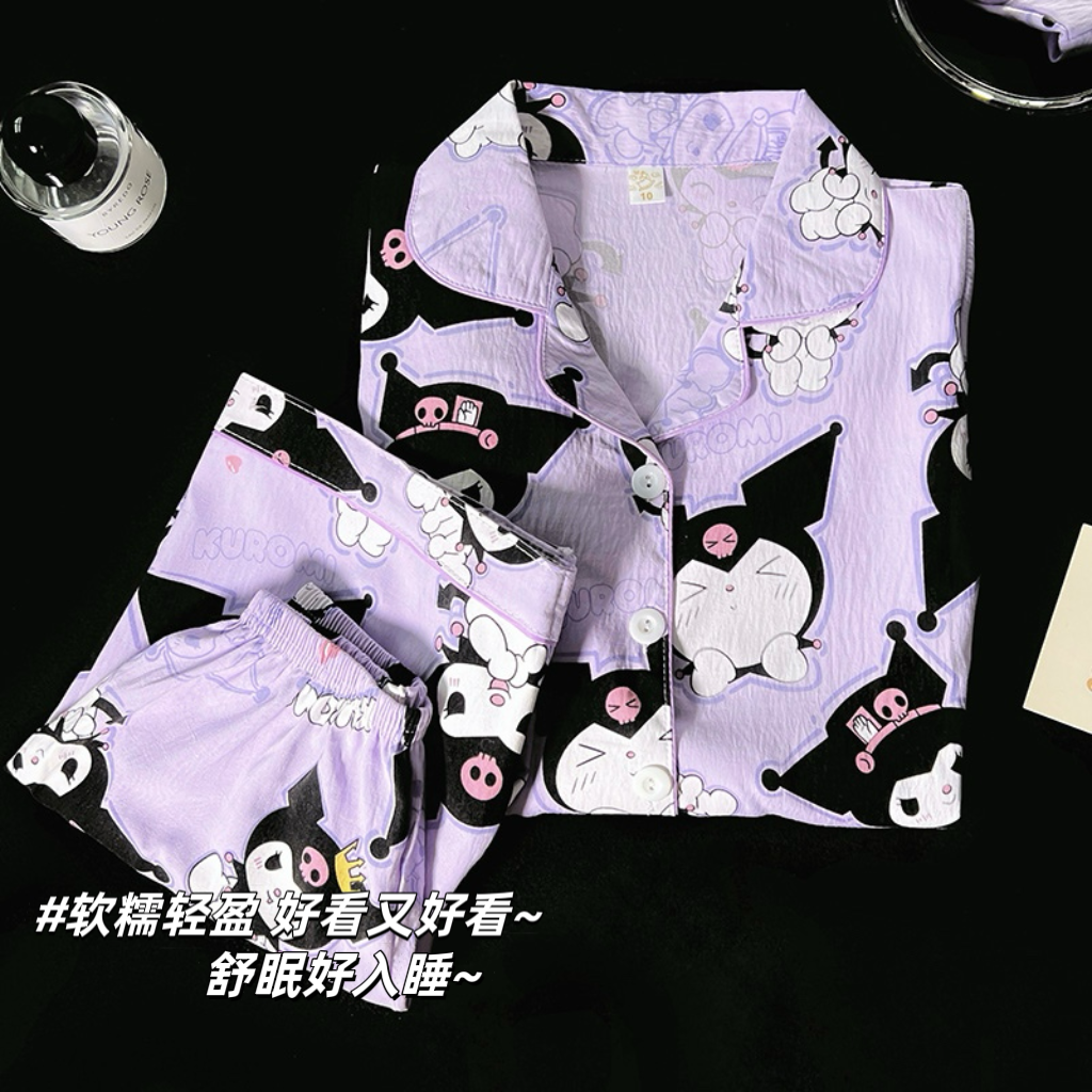 儿童睡衣女夏季短袖短裤小女孩2026新款库洛米女童家居服孩子套装