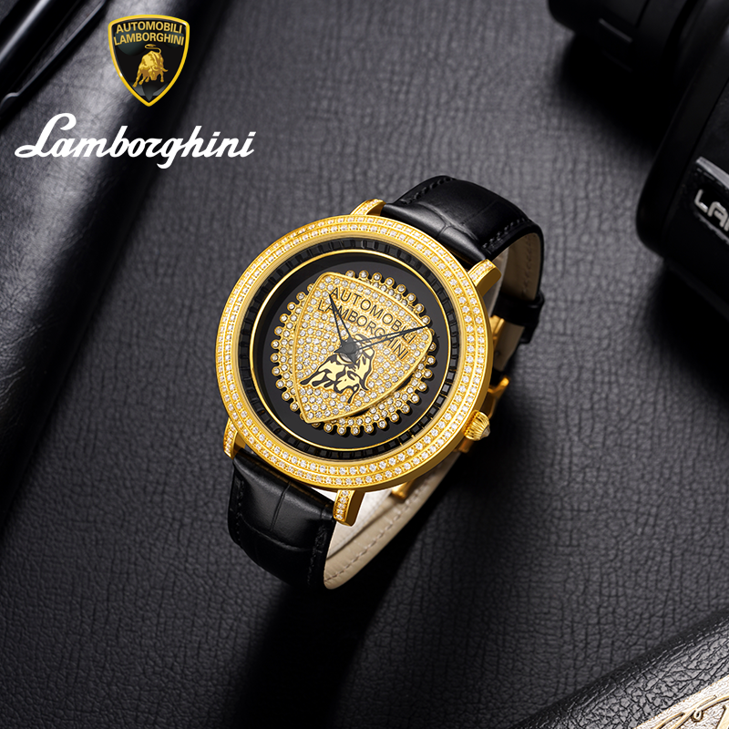 AutomobiliLamborghini兰博基尼金色扭转乾坤腕表LY