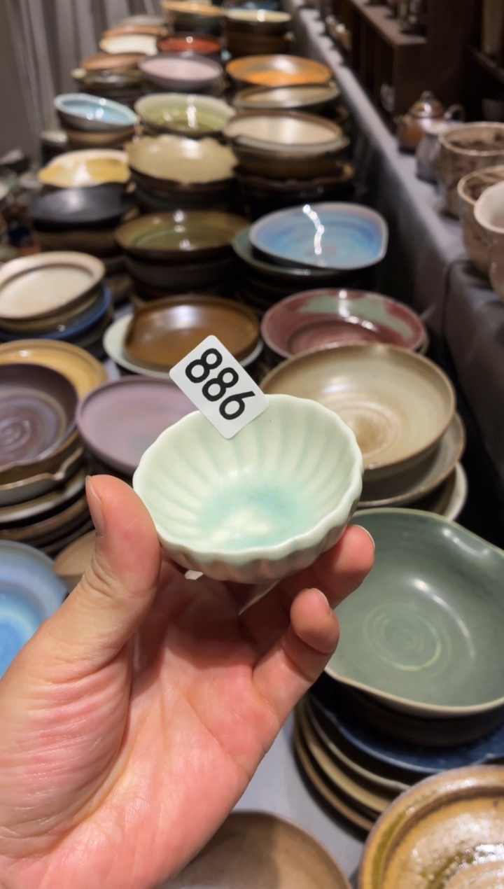 瓷片慕****A886茶青花瓣味碟2个