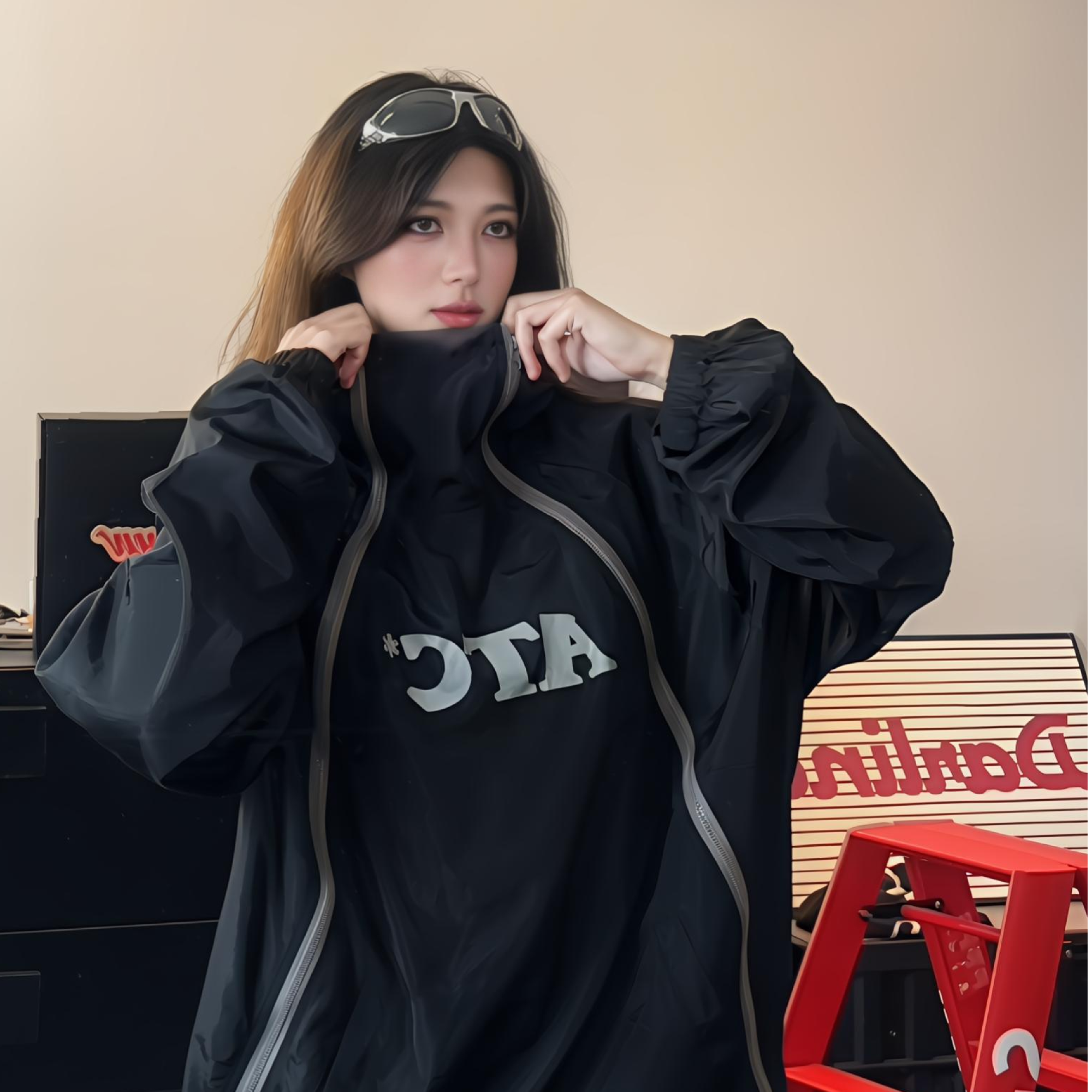 户外夏季外套双拉链连帽薄款外套遮阳服情侣网眼透气速干冲锋衣