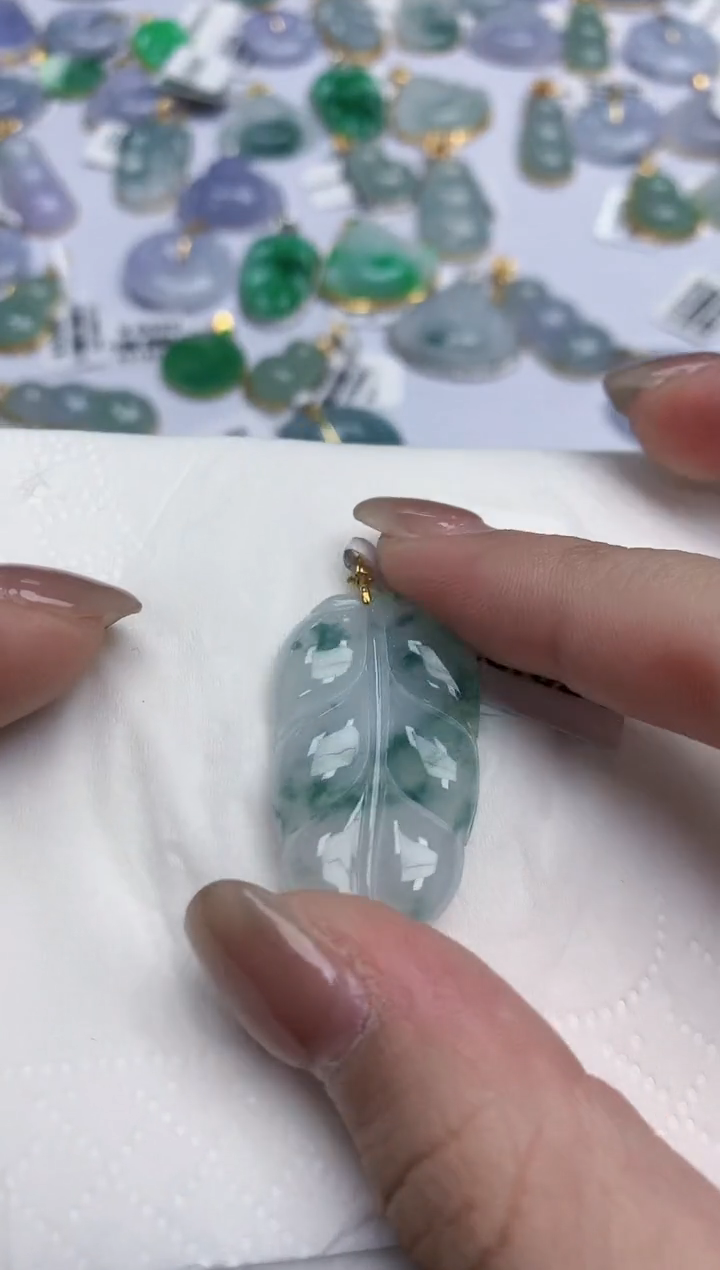 【闪购商品】翡翠颈饰18K金镶嵌天然缅甸翡翠A货