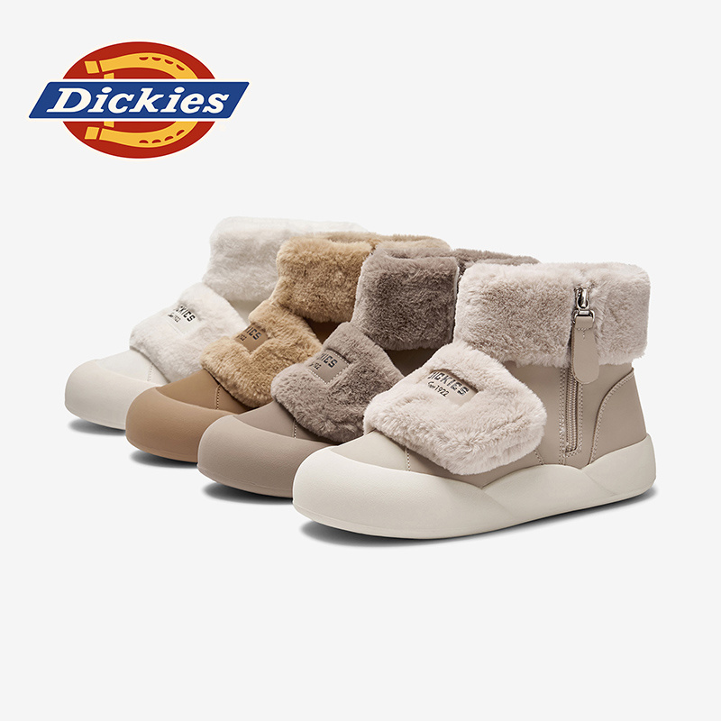 Dickies雪地靴冬季加绒厚底棉鞋加绒加厚保暖防滑短靴亲子毛毛鞋