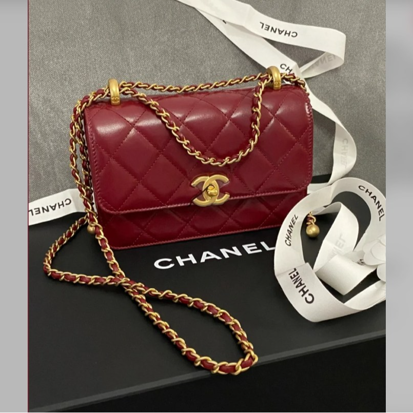 95新 Chanel/香奈儿 小花Jerry623006 21A CF吸扣WOC 红色芯片开 