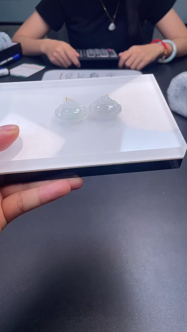 吊坠(不含链)18K金镶嵌翡翠佛公