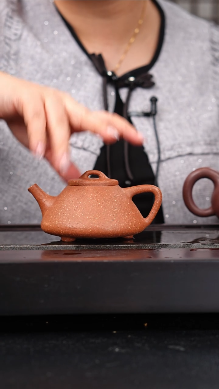 茶壶紫砂红降坡8目子冶石瓢210cc