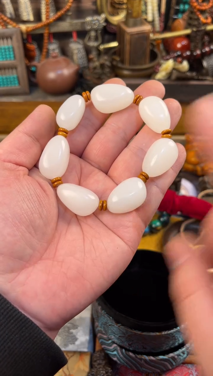【闪购商品】和田玉（糖玉）手链未镶嵌二哥甄选哈哈哈哈哈