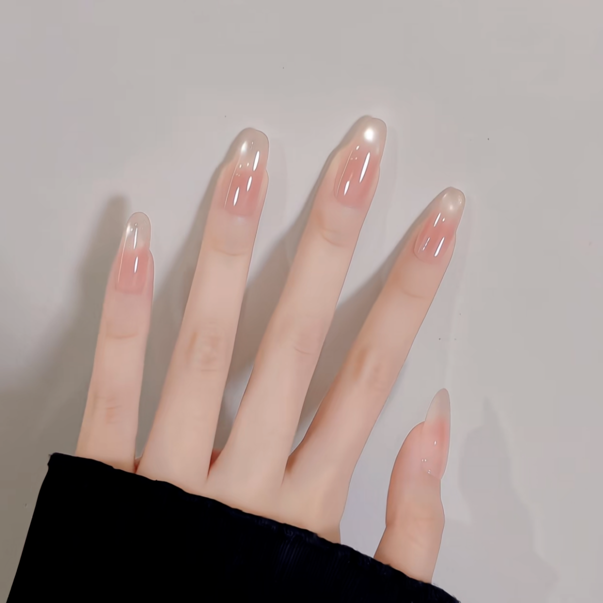 追光2.0】裸色冰透玻璃珠猫眼美甲穿戴甲片长款百搭显白手工穿戴甲