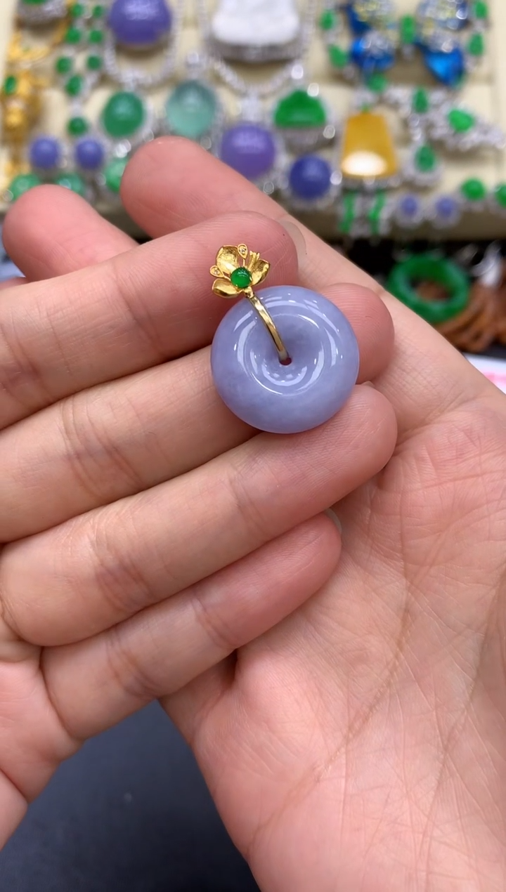 颈饰18K金镶嵌翡翠203-中国好珍宝