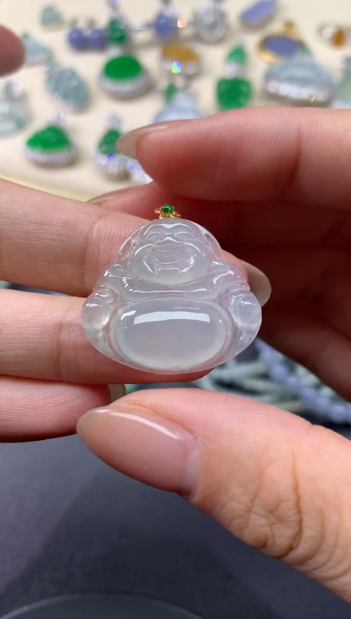 【闪购商品】翡翠吊坠(不含链)18K金镶嵌08天然A货翡翠