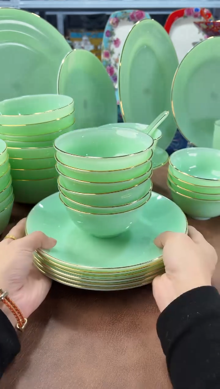 玉瓷8英寸深盘6个4.5英寸碗6只
