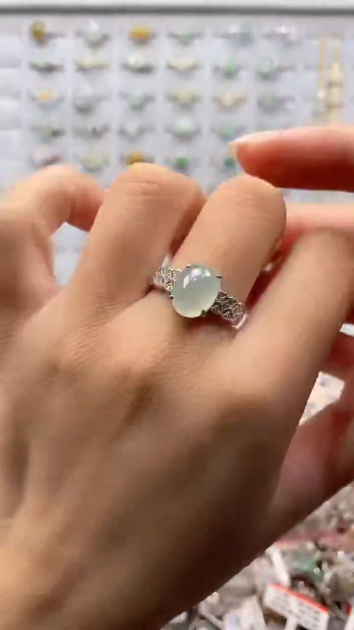 银S925镶嵌戒指翡翠戒指25