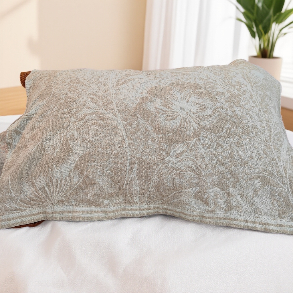 郁金香-罗布麻亲肤透气 双面款提花不掉色简约风四季枕巾