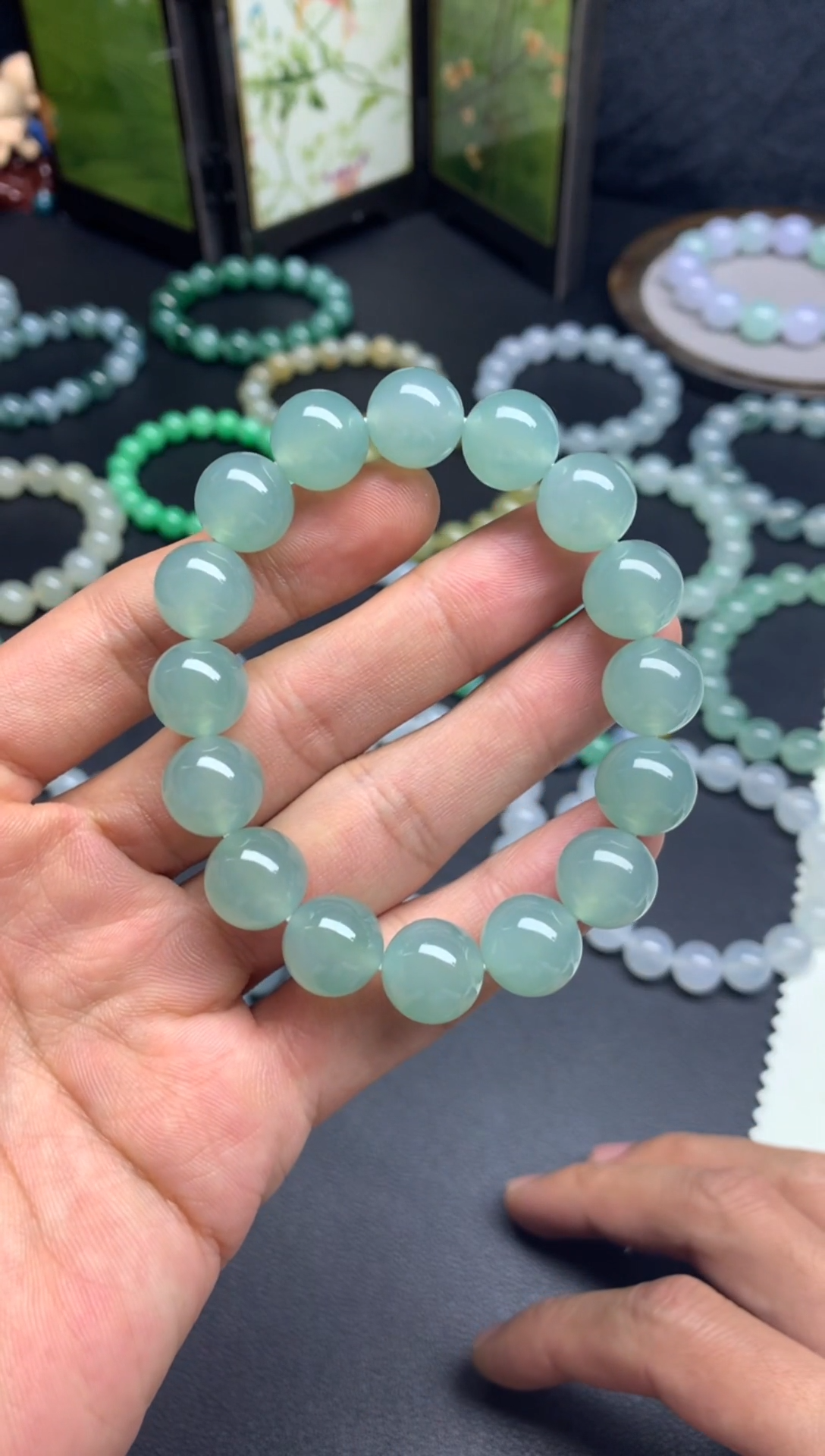 未镶嵌手链翡翠天然缅甸翡翠A货冰胶晴蓝手串卡12.5