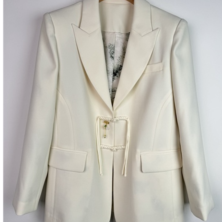 [大梦专属]职场风女士西装通勤一粒扣小西装白色修身型长袖76052