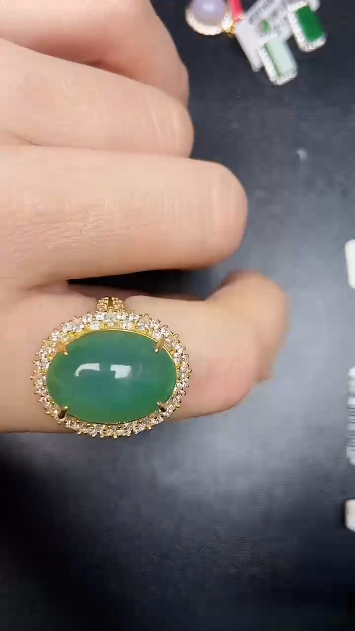 银S925镶嵌戒指翡翠3790