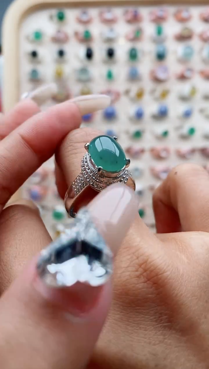 【闪购商品】翡翠戒指未镶嵌缅甸天然A货翡翠444  2+6