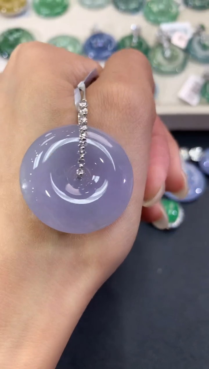 【闪购商品】翡翠吊坠(不含链)18K金镶嵌a72紫货有色差