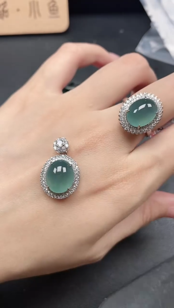 翡翠戒指银S925镶嵌51511