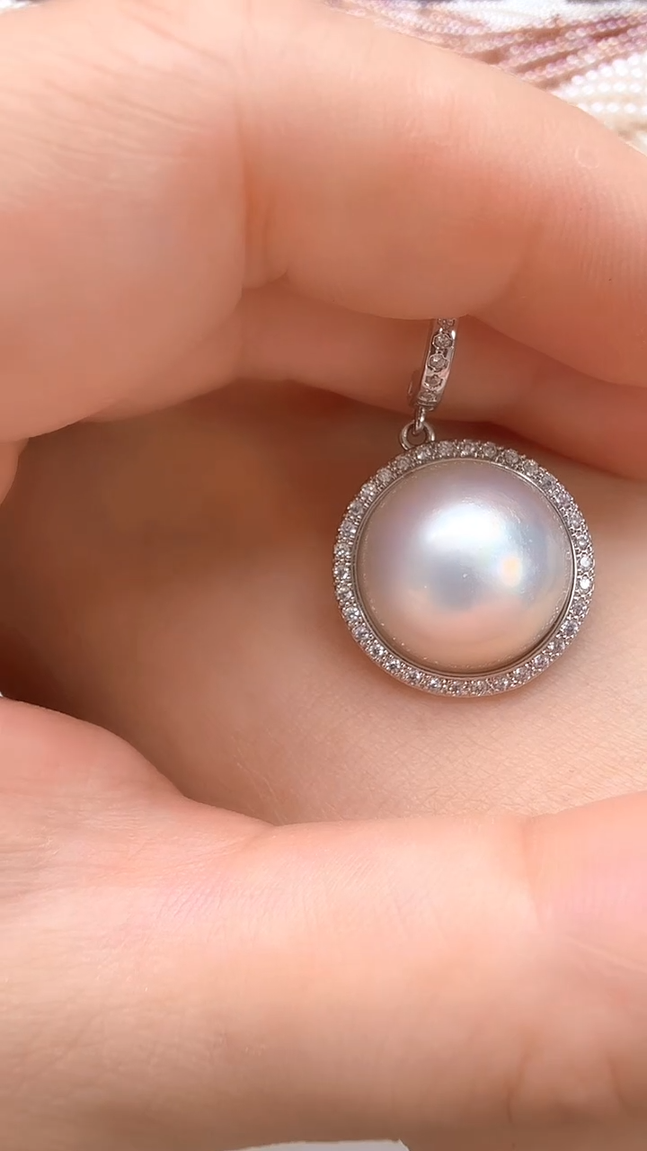 合金拼合珍珠（马贝珠）颈饰银色太阳花