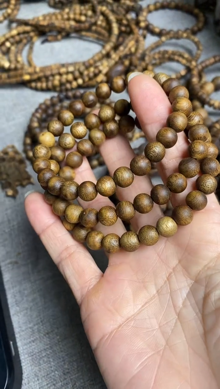 沉香手串原色08圆珠单圈手串4+多样性发一