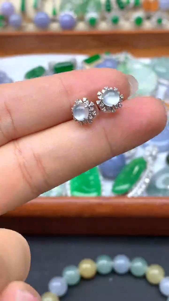 【闪购商品】翡翠耳饰18K金镶嵌186-天然翡翠