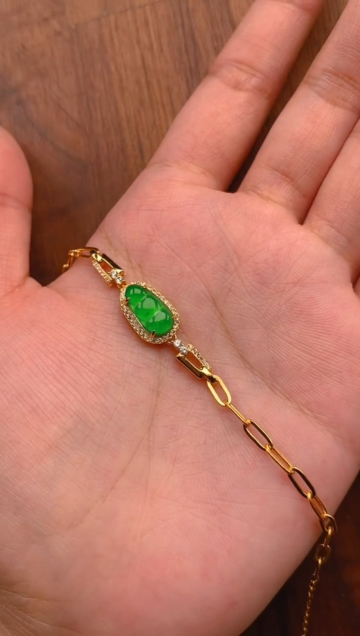 【闪购商品】翡翠手链银S925镶嵌豆子手链