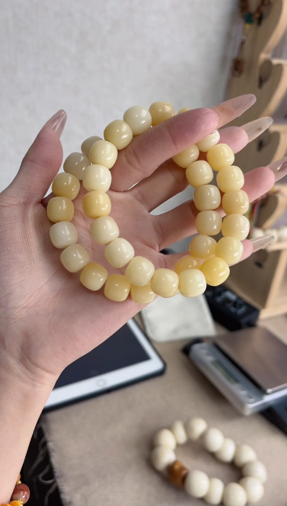 【闪购商品】菩提根/象牙果手串e49干磨桶珠11*12mm瑕疵不补