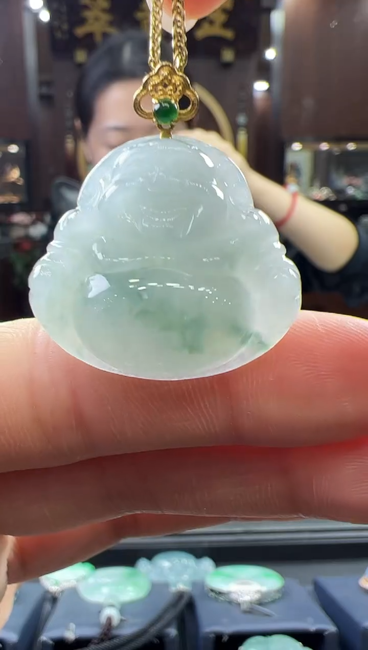 【闪购商品】翡翠挂件18K金镶嵌佛公 不含链