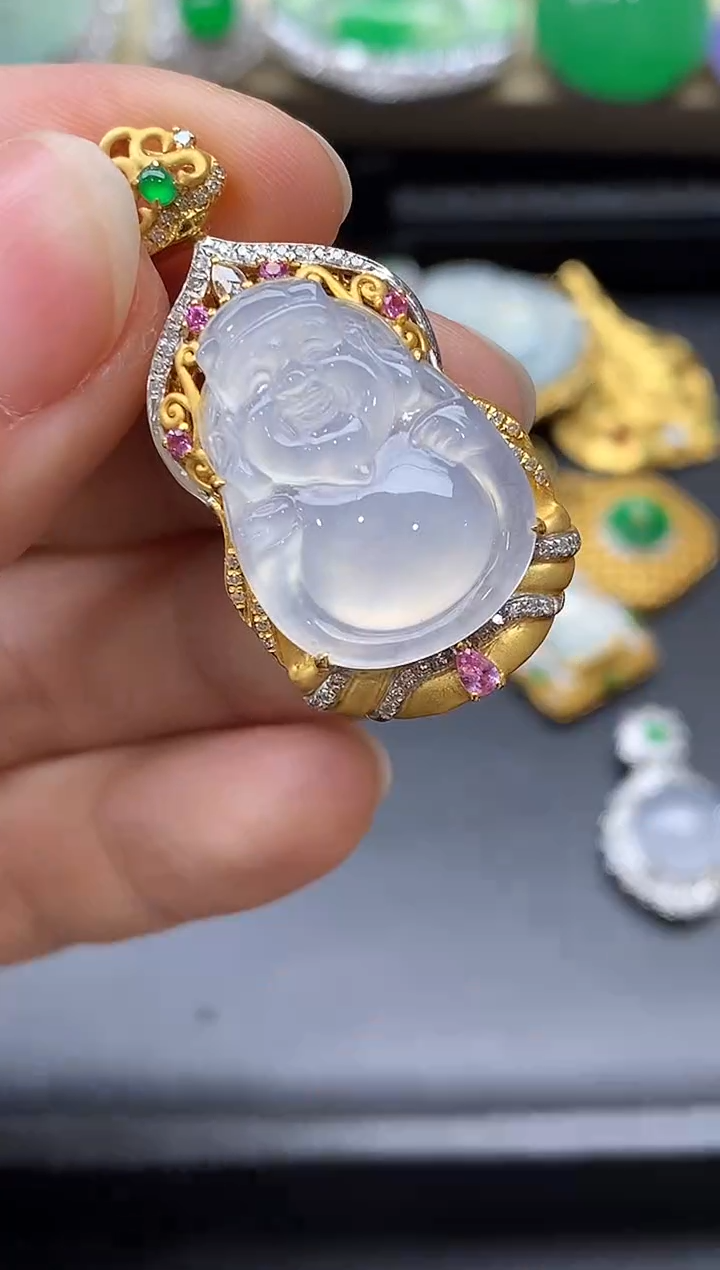 颈饰18K金镶嵌翡翠603-中国好珍宝